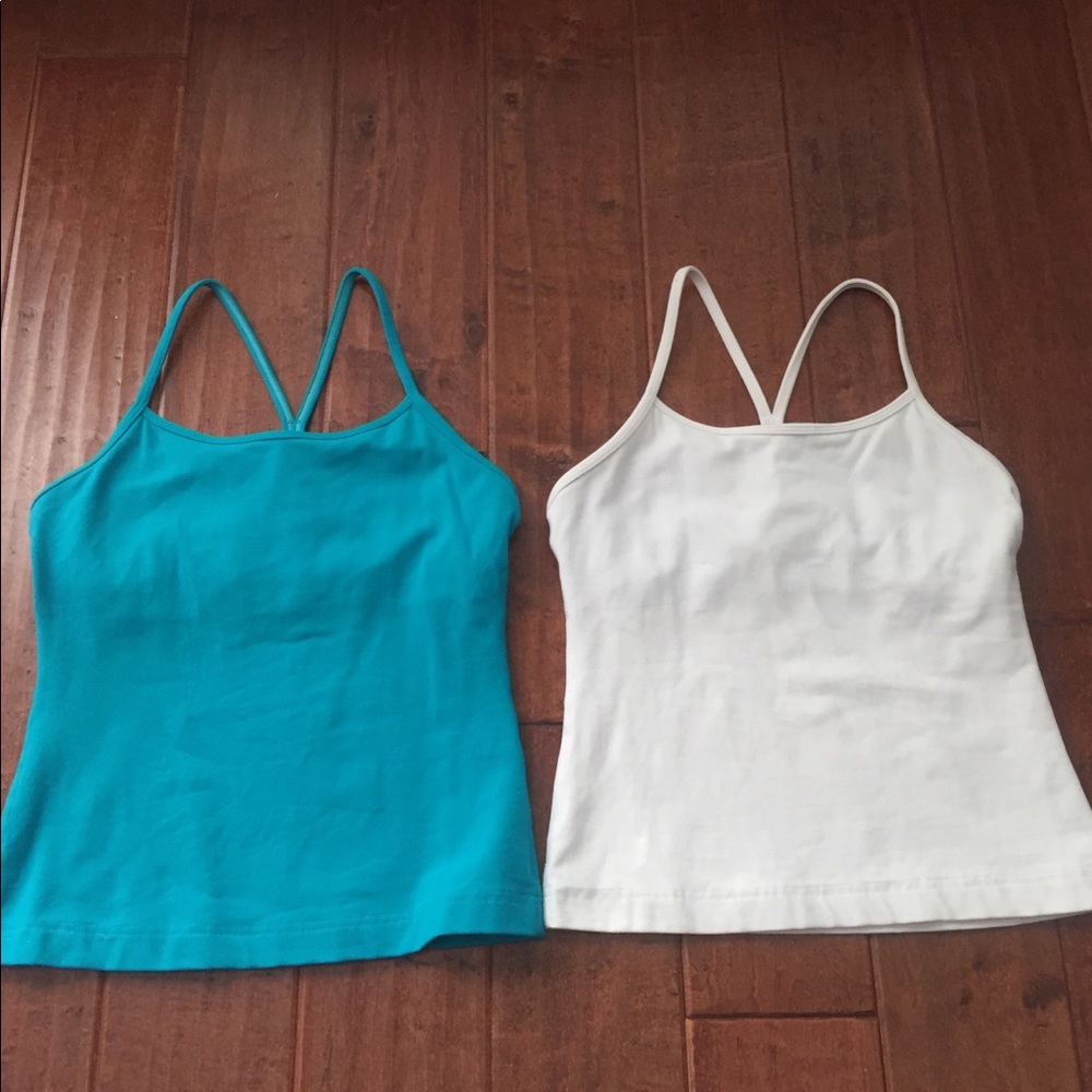 Lululemon Y Tank lot (2) Sz 4 Blue & White